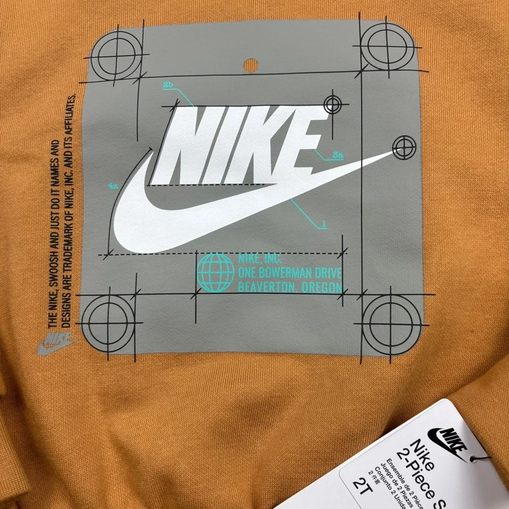 NWT Nike Toddler 2T‎ Matching Sweatshirt Jogger Set Dark Mustard Logo Play *READ - Picture 7 of 12